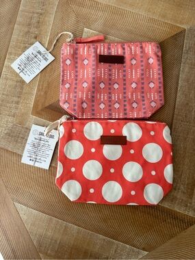 NWT Sand Cloud Coral Patterned Cosmetic Pouch Set of 2